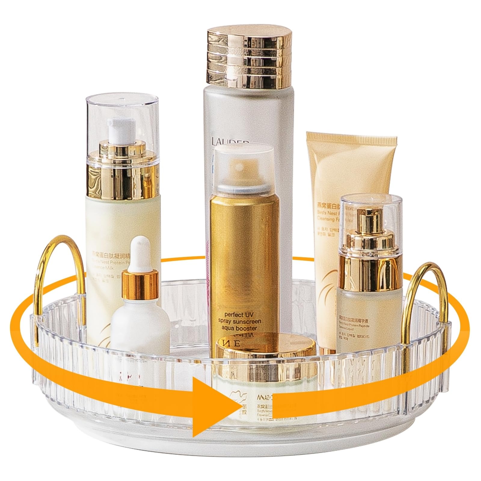 360 Rotating Makeup Organizer Large Capacity Cosmetics Organizer Beauty Organizer Clear Cosmetic Storage Display Case with 8 Layers and Detachable Shelves for Bedroom Dresser