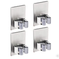 HANZE 4 Pack Stainless Steel Mop Broom Holder Organizer Self Adhesive Wall Mounted Mop Organizer Storage Rack Clip for Kitchen Bathroom and Garage (Rectangle Large)