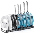 ORDORA Pots and Pans Organizer: Rack for Cabinet Expandable Cutting Board Pot Lid Organizer Holder with 10 Adjustable Dividers for Kitchen Cabinet Organizers and Storage