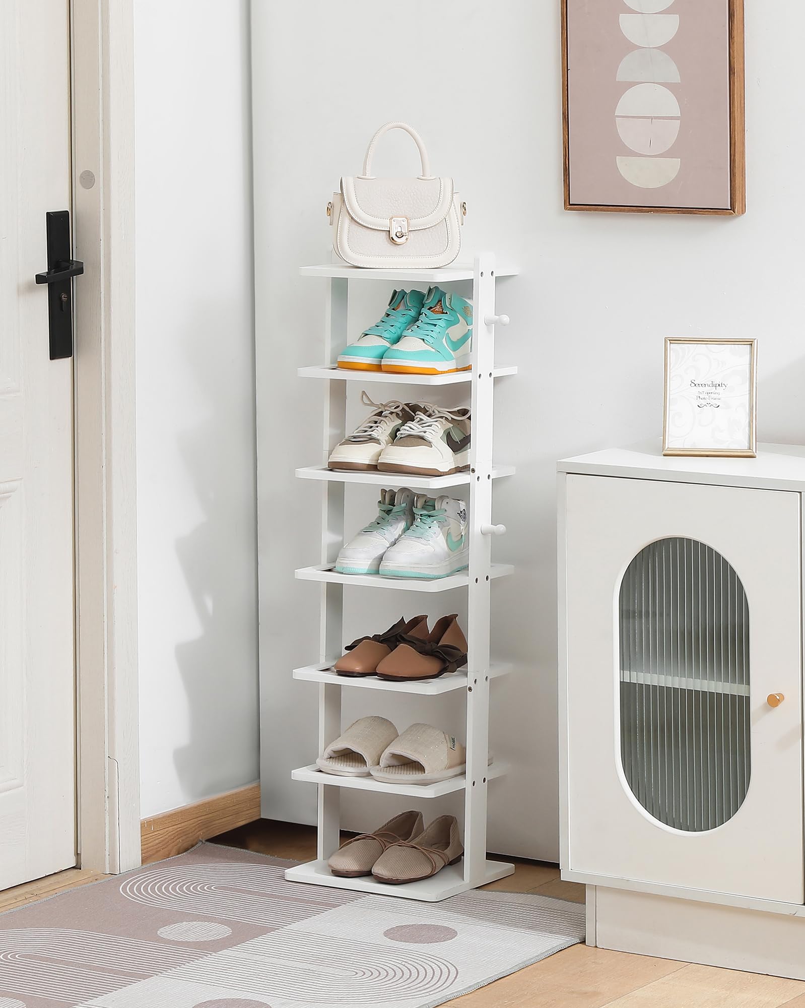 Varhomax White Shoe Rack Bamboo