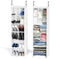 SpaceAid 2 Pack Hanging Closet Organizer and Storage with Dividers 24 Compartments Hanging Shoe Shelves for Closet Wardrobe RV Garment Rack - White
