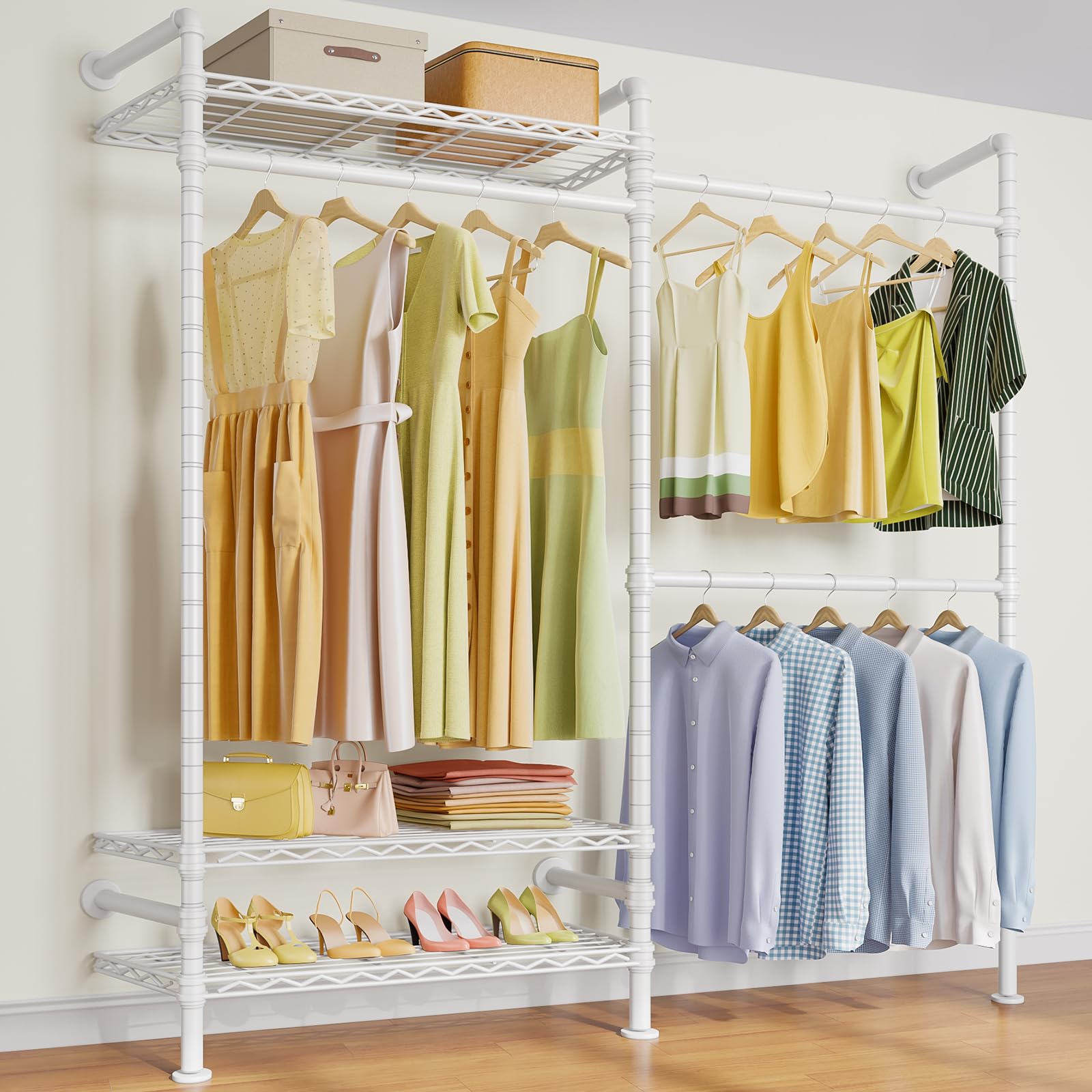 Timate F2 Industrial Pipe Clothes Rack Wall Mounted Clothing