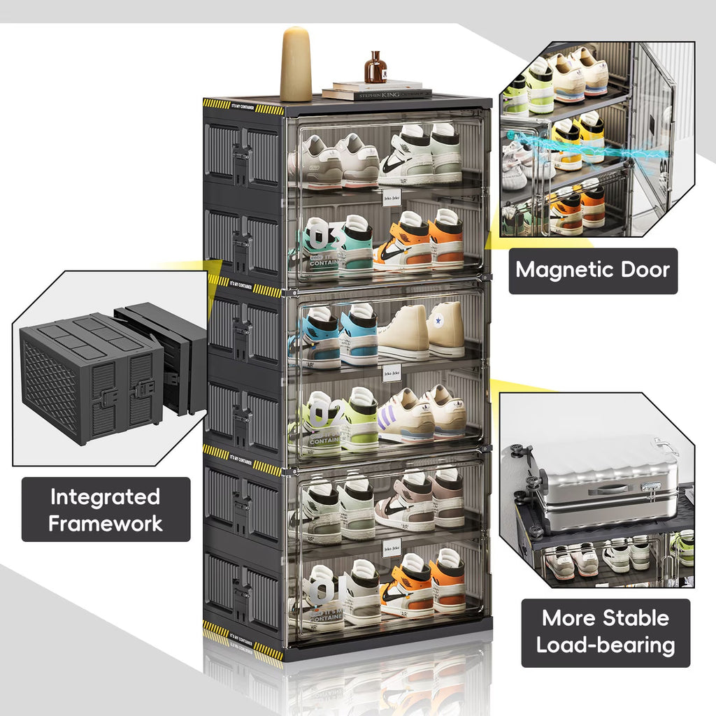 Stackable Shoe Cabinet Organizer — 6 Tier 12 Pair Entryway Storage